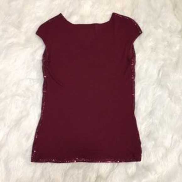 The Limited Maroon Sequin Short Sleeve Top XS - Picture 5 of 5